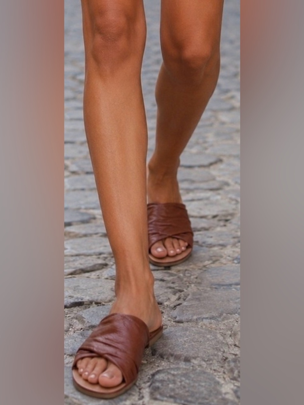 SOL SANA Y2K Luxury Bohemian Cognac Leather Twist Mule Slides Sz EU 36 = 6 EUC